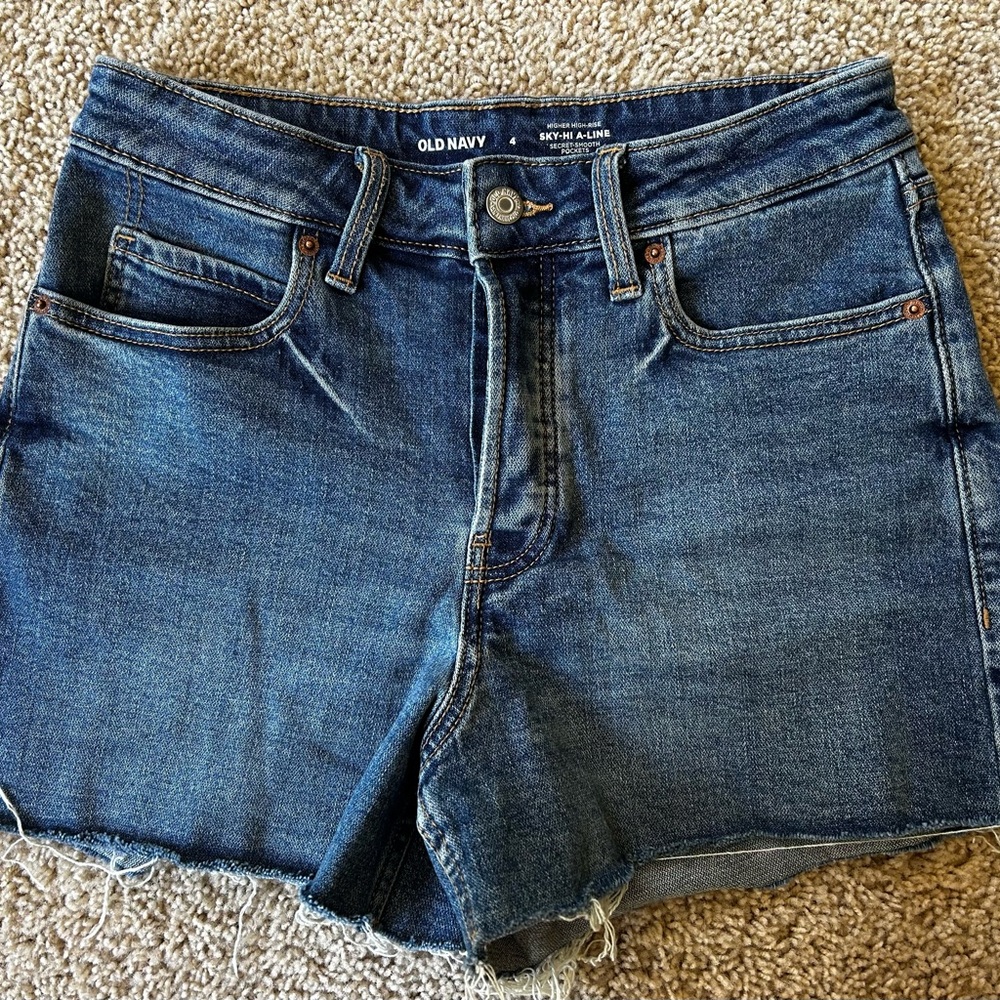 Size 4 Old Navy Sky-Hi A-Line High Rise Denim Jean Shorts
